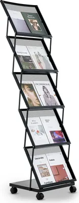 Immagine prodotto di VEVOR portadepliant pieghevole porta riviste con 5 tasche, porta letteratura arrotolabile porta catalogo inclinato, porta libri da terra per fiere, uffici, esposizioni