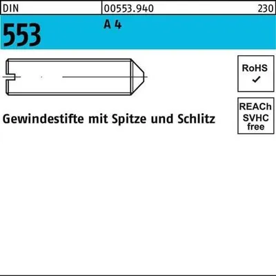 Produktbild von Reyher  Gewindestifte DIN 553 A 4 M 6 x 12 A 4 005539400060012 (25 Stück)