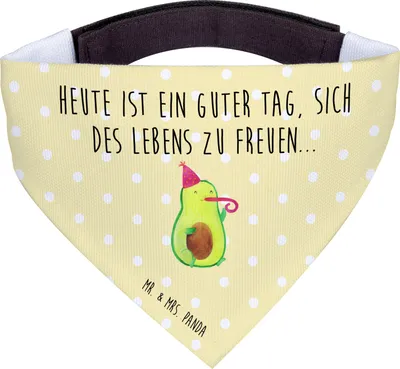 Produktbild von Mr. & Mrs. Panda Hundehalstuch Avocado Feier - Gelb Pastell - Geschenk, Party, Fete, Halstuch, Gute Laune, Hunde, Hund, Geburtstag, Tuch, Für