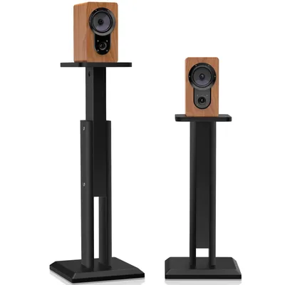 Produktbild von 2X Lautsprecherständer Universal, Höhe 65 bis 85, Boxenständer Holz für Satelliten Regallautsprecher von 4 -10 Zoll, 20kg Tragkraf, Schwarz