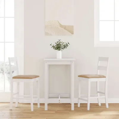 Immagine prodotto di Maison Exclusive - Sgabello da bar con cuscino 2 pezzi Bianco Legno massello di gomma