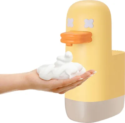 Produktbild von 350 ml Seifenspender mit niedlichem Entenmotiv, berührungslos, USB-betrieben, Infrarot-Funktion – ideal für Zuhause, Küche, Toilette, Büro und Hotel.