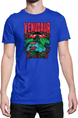 Zdjęcie produktu dla Męska Koszulka Japan Anime Manga Pokemon Venusaur, Man M / Niebieski