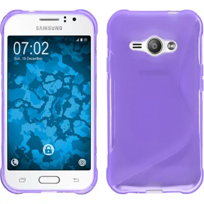 Produktbild von PhoneNatic Case kompatibel mit Samsung Galaxy J1 ACE - lila Silikon Hülle S-Style + 2 Schutzfolien