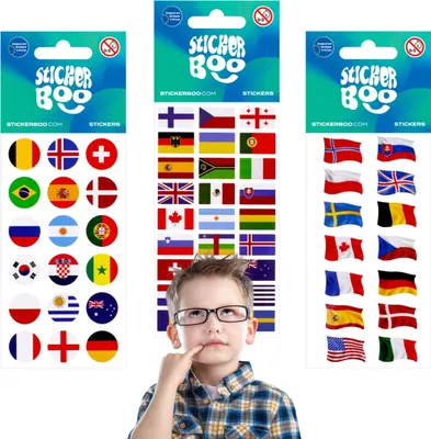 Produktbild von Stickerset für Kinder, Flaggenaufkleber