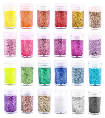 Glitzerpulver, extra fein, 24 Farben, für Nagelkunst & Basteln