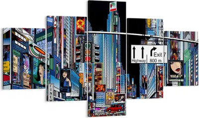 Produktbild von Bild auf Leinwand - Leinwandbild - Manhattan New York Straße - 125x70cm - Wand Bild - Wanddeko - Leinwanddruck - Bilder - Kunstdruck - Wanddekoration - Leinwand bilder - Wandkunst - EA125x70-2720