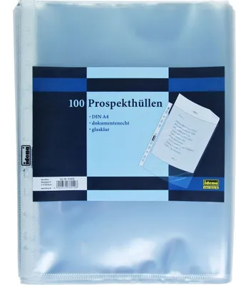 Produktbild von IDENA Idena Prospekthülle A4 100er PG Glasklar, 60my