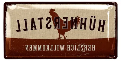 Produktbild von Metallschild für den Hühnerstall - Hühner Deko für Stall, Garten und Küche - 17x34 cm