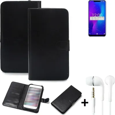 Produktbild von K-S-Trade Wallet Case Handyhülle kompatibel mit Oukitel U23 Schutzhülle Flip cover Flipstyle Tasche Hülle Flipcover Slim Bumper schwarz + in ear