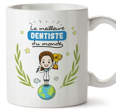 Keramikbecher 350 ml, spülmaschinenfest, mikrowellengeeignet, Dentista Motiv