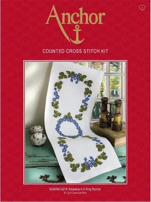 Produktbild von Anchor Kreuzstich-Set "Tischläufer Hepatica Ring", Zählmuster