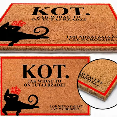 Produktbild von TabPrint Kokos-Fußmatte mit Katzenmotiv 40x60 cm