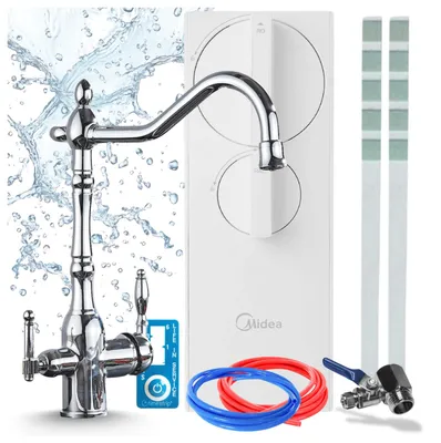 Produktbild von Küchenarmatur Mit Wasserfiltersystem Ari Retro 2, 3-Wege, Ro5 Umkehrosmose 400 Gpd, Tanklos, Messing, Chrom, Zweigriffarmatur, Keramikkartusche