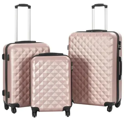 Image de Ensemble de valises 3 pièces - Valises à coque rigide en ABS - Roulettes pivotantes à 360° - Légères - Dorées