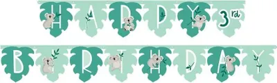 Obrázok produktu pre Girlanda Happy Birthday Koala z kartónu 3,2 m -