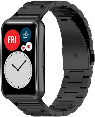 Produktbild von Strap-it Huawei Watch Fit New Stahlarmband (Schwarz)