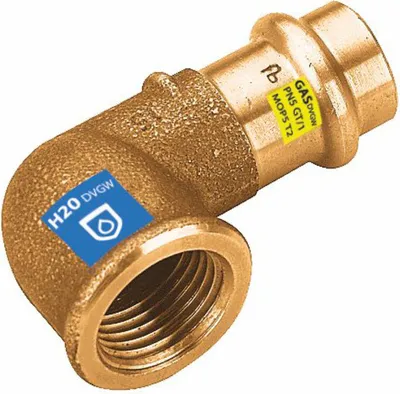 Produktbild von Sanpro Pressfitting 90° Winkel - Bogen mit Innengewinde, Größe V 22 - 1/2"