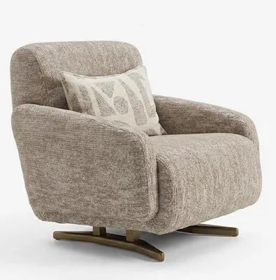 Productafbeelding van Moderne relaxfauteuil, beige stof, draaibaar, geschikt voor de woonkamer