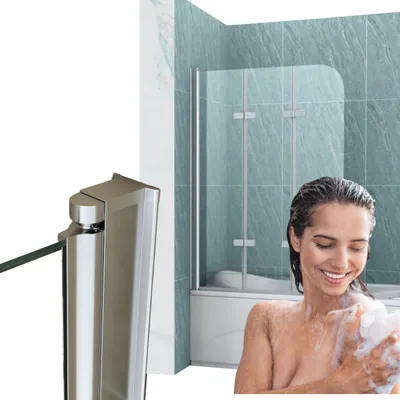 Produktbild von Silla | Duschwand aus Glas - 120x140 cm - Chrom - Faltwand für Badewanne - 3 Teilig Faltwand - Badwannenfaltwände