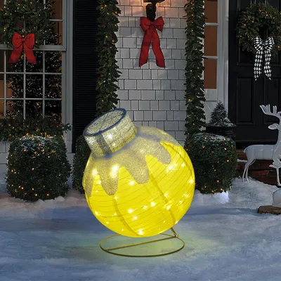 Zdjęcie produktu dla Lampki choinkowe z podłączeniem do sieci - Gigantyczny podświetlany globus XL 83 x 60 cm - Do wnętrz i zadaszonych obszarów zewnętrznych - Żółty - Ciepłe białe diody LED + pilot zdalnego sterowania