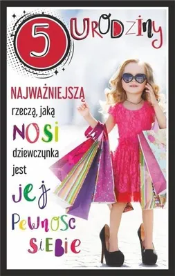 Zdjęcie produktu dla Kartka okolicznościowa Urodziny 5 dziewczynka - AbCard