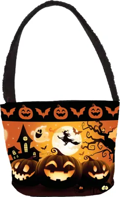 Produktbild von Orangefarbener Süßigkeiteneimer mit Kürbissen, 30 x 15 cm