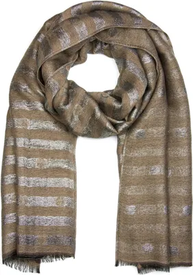 Produktbild von styleBREAKER Schal mit Streifen Punkte Muster und Metallic Fäden, Fransen, Tuch, Damen 01017065