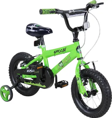 Produktbild von Actionbikes Kinderfahrrad Zombie 12 Zoll | Kinder Fahrrad - V-Brake Bremsen - Kettenschutz - Lenkerschutz - Stützräder - 2-5 Jahre (Grün)