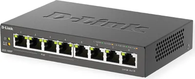 Immagine prodotto di Switch desktop non gestito D-Link DGS-1008P a 8 porte Gigabit PoE+