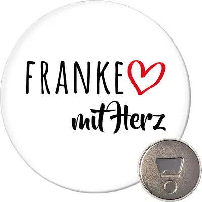 Produktbild von Huuraa Magnet Franke mit Herz 59mm Kühlschrankmagnet rund Flaschenöffner Geschenkidee