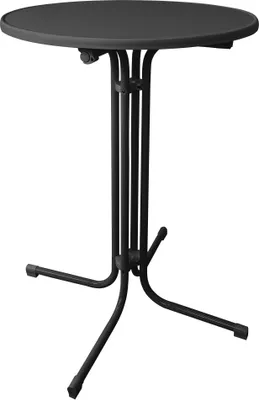 Produktbild von JOIEYOU Stehtisch Ø80 cm Bistrotisch Gartentisch Klappbar Rund mit Verstellbare Fußpolster und Dicke Beine Klapptisch Partytisch Outdoor bis 80 kg, Schwarz