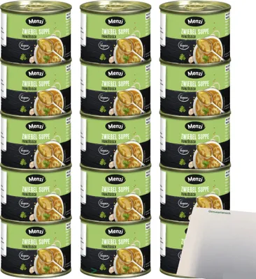 Produktbild von Menzi Zwiebelsuppe französisch 3er Pack (15x200ml Dose) + usy Block