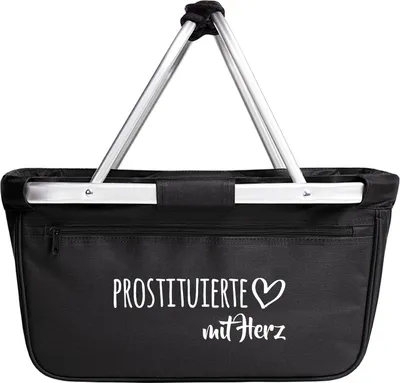Produktbild von Huuraa Einkaufskorb Prostituierte mit Herz 20 Liter Black faltbarer Tragekorb Geschenkidee