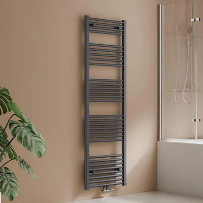 Imagen del producto de Radiador toalla de 160 x 50 cm, 654 W, color antracita, radiador toalla con conexión central, diseño recto, secador de toallas – S'AFIELINA