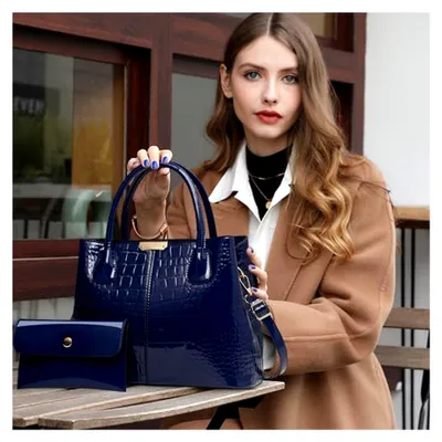 Produktbild von Elegante Handtaschen Damen Handtasche Set mit Geldbörse Umhängetasche Schultertasche 2-teiliges Tragetasche für Büro Reise Einkauf