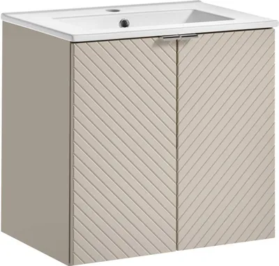 Zdjęcie produktu dla Szafka Łazienkowa 60 Cm Kaszmir Z Umywalką Ceramiczną Biała