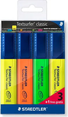 Immagine prodotto di Textsurfer Classic evidenziatore 3 colori + 1 giallo in omaggio Staedtler
