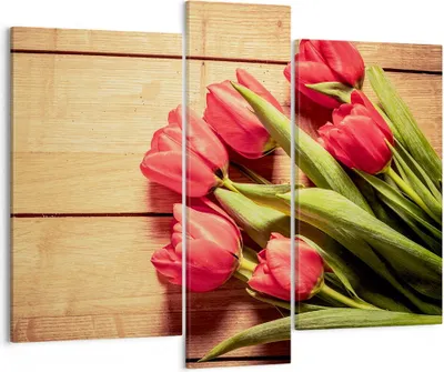 Produktbild von Bild auf Leinwand - Leinwandbild - Tulpen Blumenstrauß Sommer Garten - 95x80cm - Wand Bild - Wanddeko - Leinwanddruck - Bilder - Kunstdruck - Leinwand bilder - Wandkunst - CB95x80-2867
