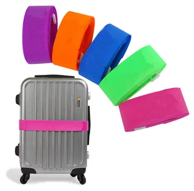 Immagine prodotto di Cinghie per valigie - Set da 5 - 200 cm - Cinghie regolabili per bagagli - Cinghie di sicurezza antiscivolo per valigie e bagagli - Cinghie colorate per bagagli - Accessori da viaggio