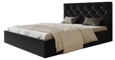 Produktbild von Bett Boston 200x200 mit Bettkasten und Metallrahmen, Jasminstoff, Schwarz