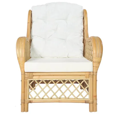 Image de vidaXL Fauteuil avec coussin Rotin naturel et lin
