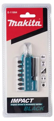 Immagine prodotto di Makita E-11994 Set di 8 punte con filettatura nera a percussione