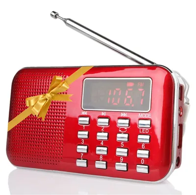 Productafbeelding van Draagbare Radio met MP3 Muziekspeler en Oplaadbare Batterij (Rood)
