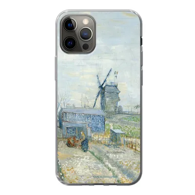 Produktbild von MuchoWow® Handyhülle Schutzhülle Hülle für iPhone 12 Pro Montmartre: Mühlen und Gärten - Vincent van Gogh Silikon Softcase Handy Hülle - Abdeckung