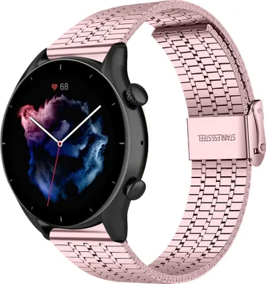 Produktbild von Strap-it Edelstahlarmband - Kompatibel mit Amazfit GTR 3 (Pro) Armband Ersatzarmband Edelstahl - Verstellbarer Verschluss - Hochwertiges Material - für Smartwatch 22mm Armband Rosa