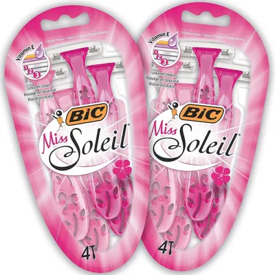 Produktbild von BIC Miss Soleil Rasierer Damen, 8 Einwegrasierer mit je 3 Klingen, mit Vitamin E für eine sanfte Rasur