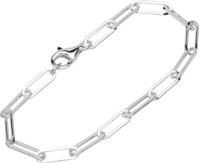 Produktbild von Armband 925 Sterling Silber 19cm Langankerkette Herren Armbandkette diamantiert