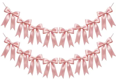 2er-Set Satinschleifen-Girlande, 16 rosa Schleifen (17x23 cm)