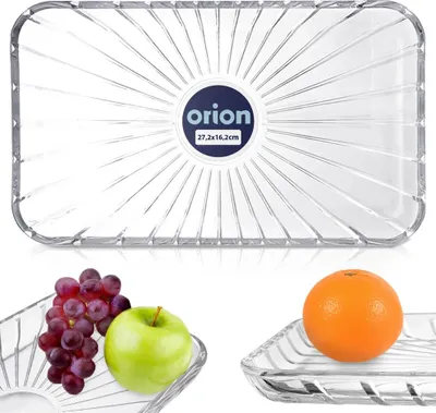 Obrázek produktu pro Orion | Skleněný servírovací talíř - obdélníkový - 27,5x16,5 cm - vhodný do myčky - na dorty a kanapky
